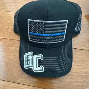 Black Mesh Cap with Blue Line Flag